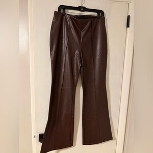 A New Day Brown Faux Leather Flare Pants – Size Large